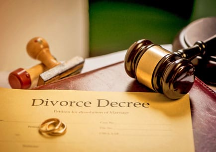 Divorce Decree and Wooden Gavel